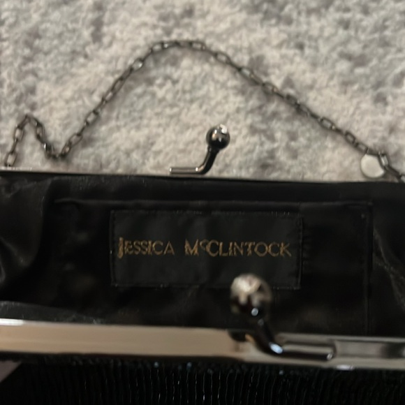 great condition black beaded clutch with chain - Picture 5 of 6